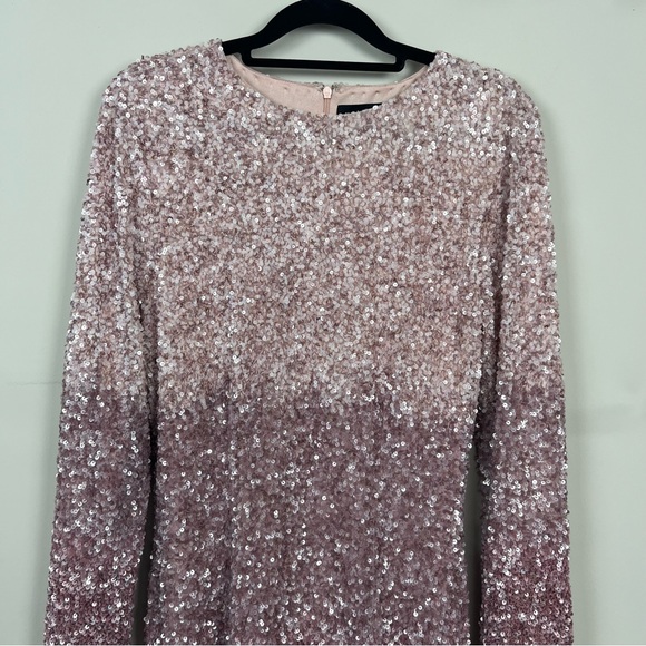 RETROFETE NIKKI OMBRE PINK MINI SEQUIN DRESS WITH SLEEVES SIZE MEDIUM - Picture 9 of 11